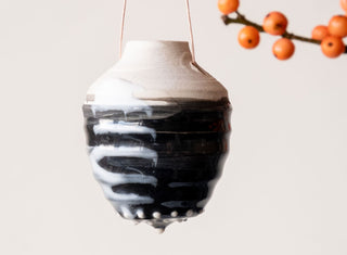 Unique Hand Glazed Bauble - Monochrome 13